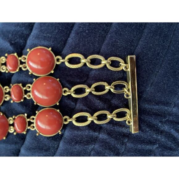 Banana Republic 3 chain wide bracelet perfect condition Orange with gold chain - Picture 7 of 16